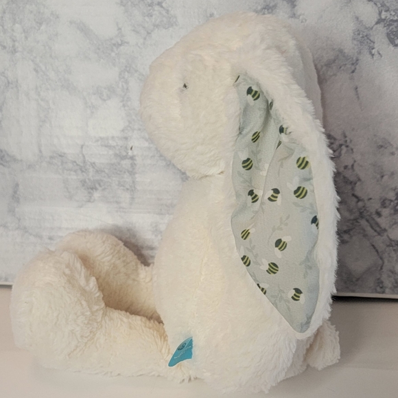 Manhattan Toy Co. Plush White Bunny with Bee Pattern inside Ears - Picture 3 of 7